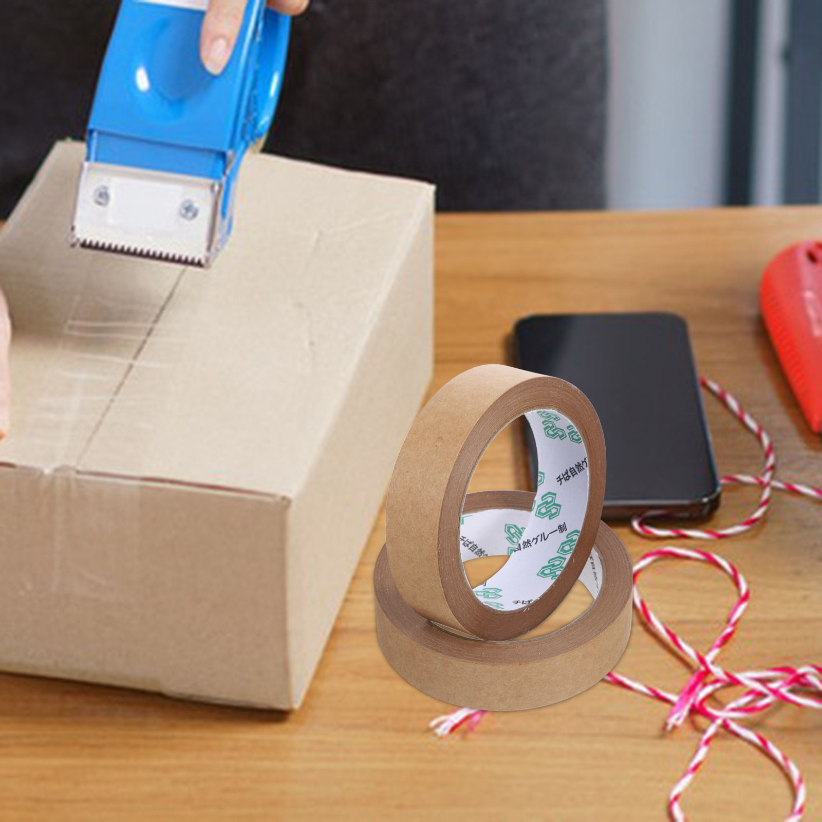 2 rollos de cinta de papel Kra - Kraft Paper Box reseña y precio